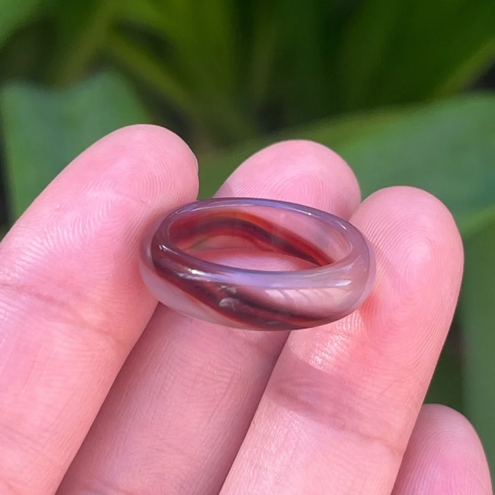 Size 6.5 burgundy color banded agate‎ band ring
